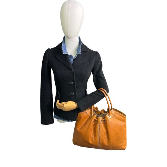 Michael Kors Astor Large Cognac Leather Drawstring Tote Bag Studded Detail - Picture 15 of 15